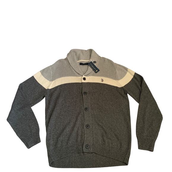 U.S. Polo Assn. Men's Size L Button Front knit Long Sleeve Cardigan Sweater New - Picture 14 of 15